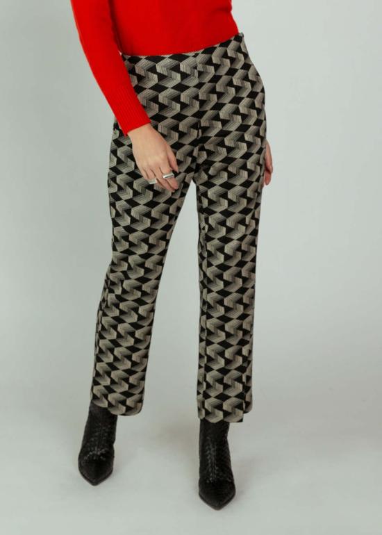  오디 스트레이트 팬츠 저지 자카드 팬츠 제트 블랙