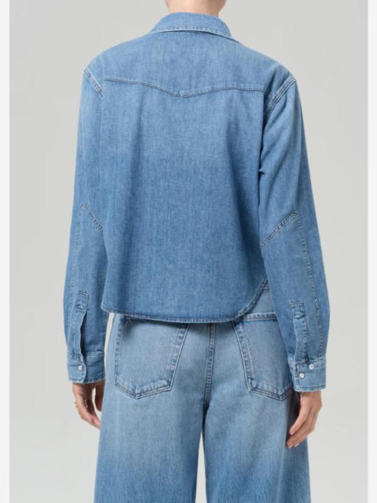  시티즌 오브 휴머니티 데님 셔츠 크롭 웨스턴 셔츠 (캐롤라이나 블루) - CITIZEN OF HUMANITY