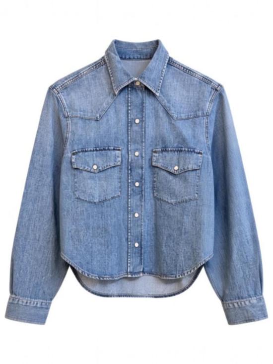  시티즌 오브 휴머니티 데님 셔츠 크롭 웨스턴 셔츠 (캐롤라이나 블루)