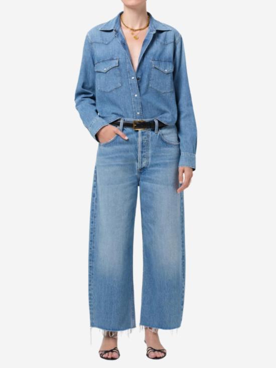  시티즌 오브 휴머니티 데님 셔츠 크롭 웨스턴 셔츠 (캐롤라이나 블루) - CITIZEN OF HUMANITY