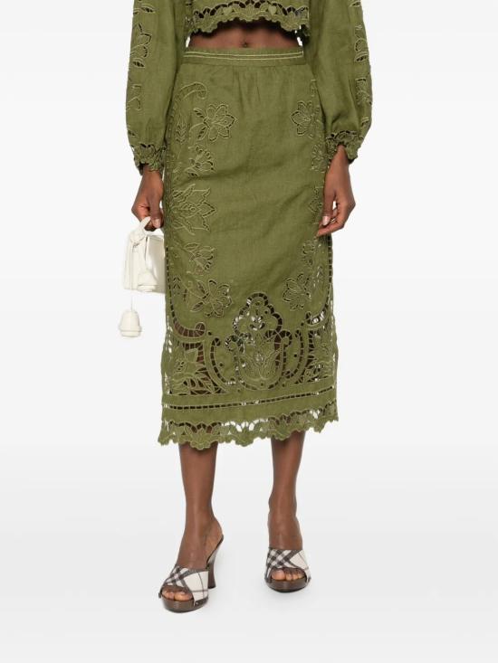 26SS 팜 리오 롱 스커트 344609L0013 Green - FARM RIO