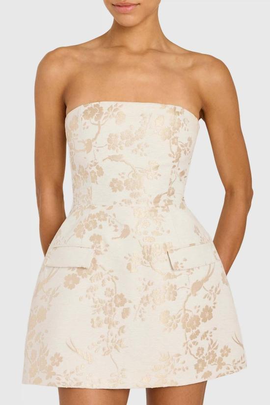  아만다 업리차드 점프수트 아만다 업리처드 베서니 스트랩리스 롬퍼 화이트/골드 - AMANDA UPRICHARD