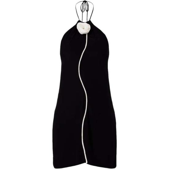  팜 리오 숏 원피스 블랙 & 화이트 플라워 민소매 미니 드레스 블랙