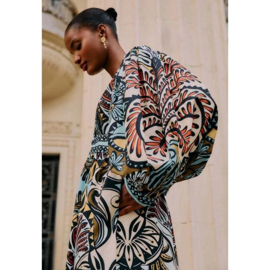  팜 리오 롱 원피스 발라마나 딥 V넥 맥시 드레스 멀티컬러 - FARM RIO