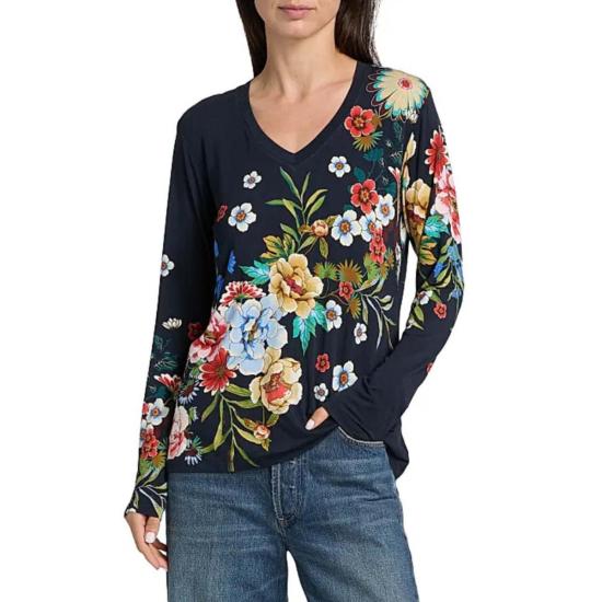  조니 와스 긴팔 티셔츠 Johnny Was Janie Favorite 긴팔 V넥 티셔츠 Advestia - JOHNNY WAS