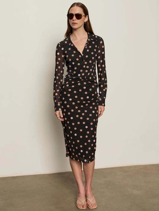  생츄어리 미디 스커트 개더드 메시  팝스팟