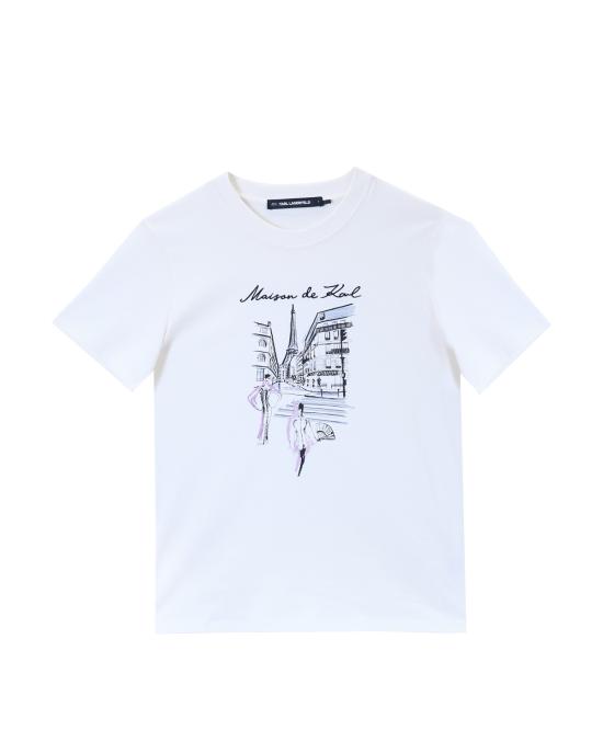 25FW 칼라거펠트 반팔 티셔츠 A4W17087 409 cannoli cream OFF WHITE