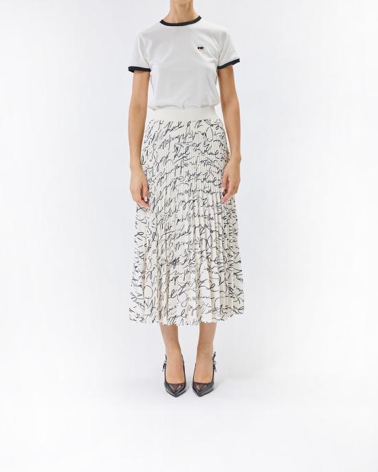 25FW 칼라거펠트 미디 스커트 A3W12016 2CP BIANCO NERO - KARL LAGERFELD