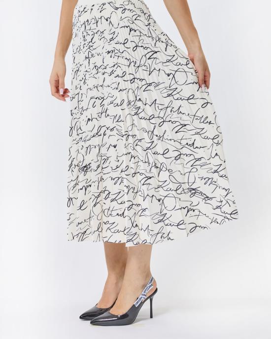 25FW 칼라거펠트 미디 스커트 A3W12016 2CP BIANCO NERO - KARL LAGERFELD