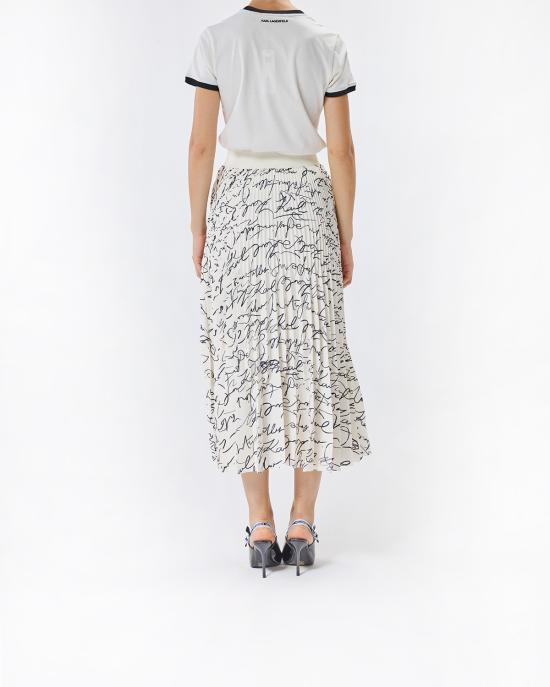 25FW 칼라거펠트 미디 스커트 A3W12016 2CP BIANCO NERO - KARL LAGERFELD