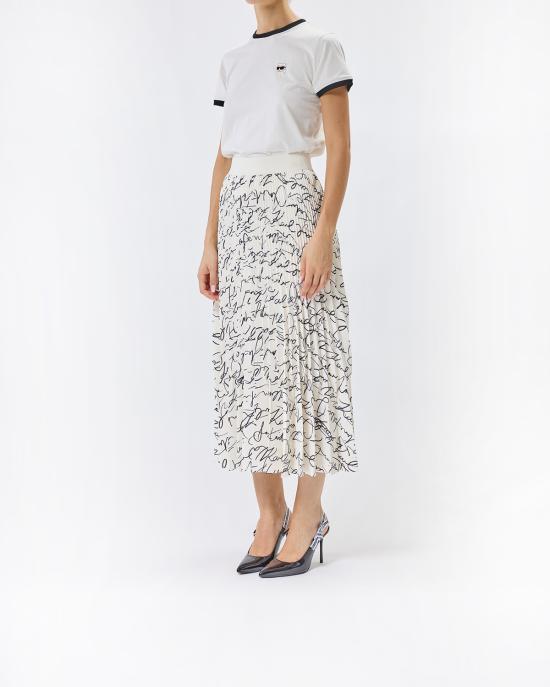 25FW 칼라거펠트 미디 스커트 A3W12016 2CP BIANCO NERO - KARL LAGERFELD