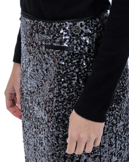 25FW 칼라거펠트 숏 스커트 A4W12016 8915 herringbone sequins NERO MULTI - KARL LAGERFELD