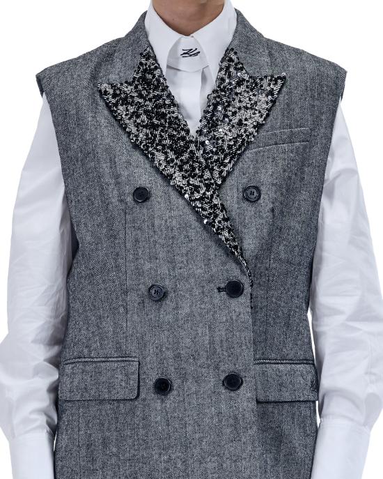 25FW 칼라거펠트 베스트 A4W14043 262 grey black GRIGIO MULTI - KARL LAGERFELD