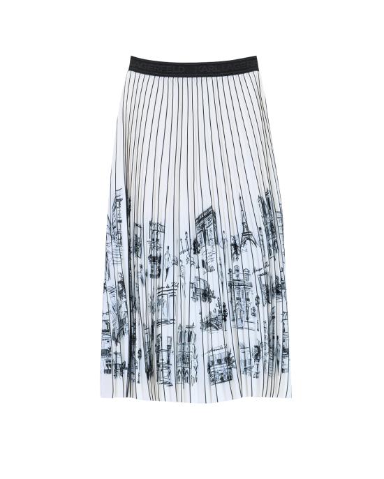 25FW 칼라거펠트 미디 스커트 A4W12024 461 Pristine OFF WHITE