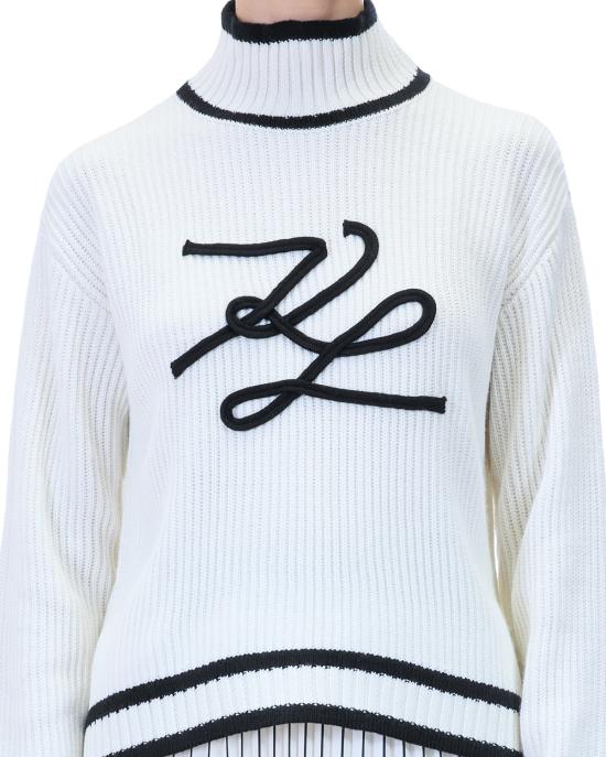 25FW 칼라거펠트 터틀넥 A4W18051 100 white BIANCO NERO - KARL LAGERFELD