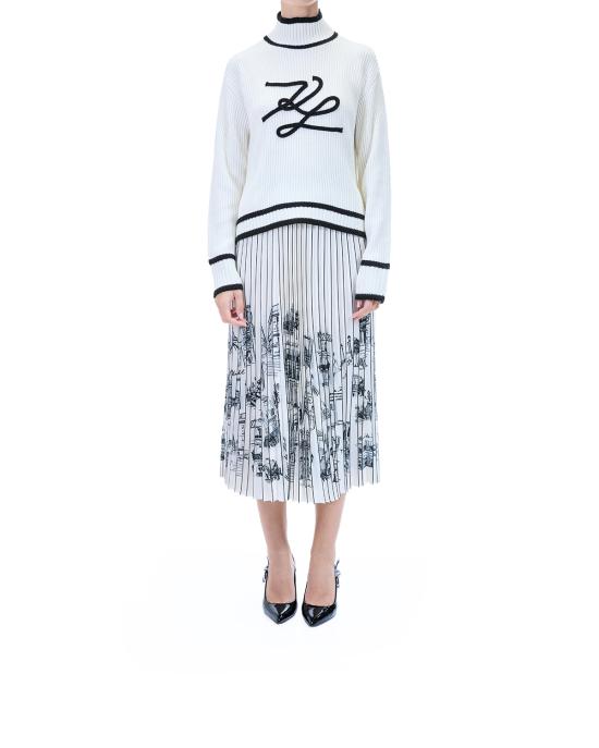 25FW 칼라거펠트 터틀넥 A4W18051 100 white BIANCO NERO - KARL LAGERFELD