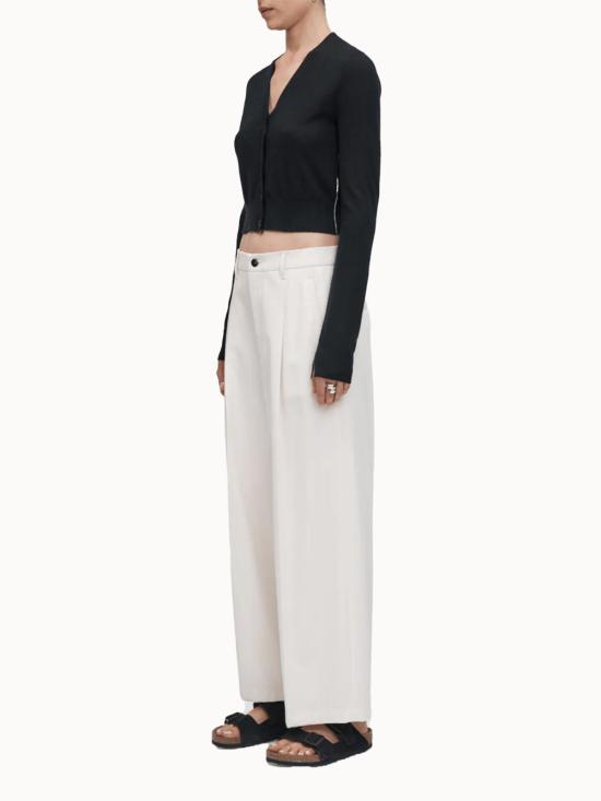  마리아 맥마누스 크롭 팬츠 플리츠 앞면 와이드 레그  아이보리 - MARIA MCMANUS