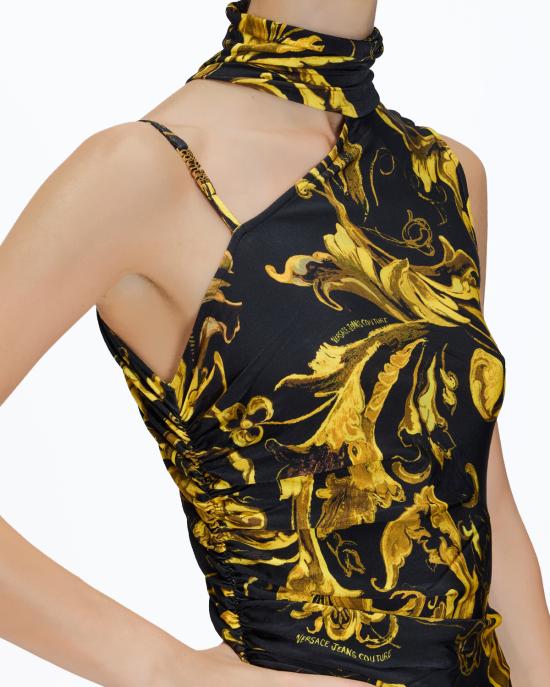 25FW 베르사체 롱 원피스 79HAO909 JS500 G89 NERO MULTI - VERSACE