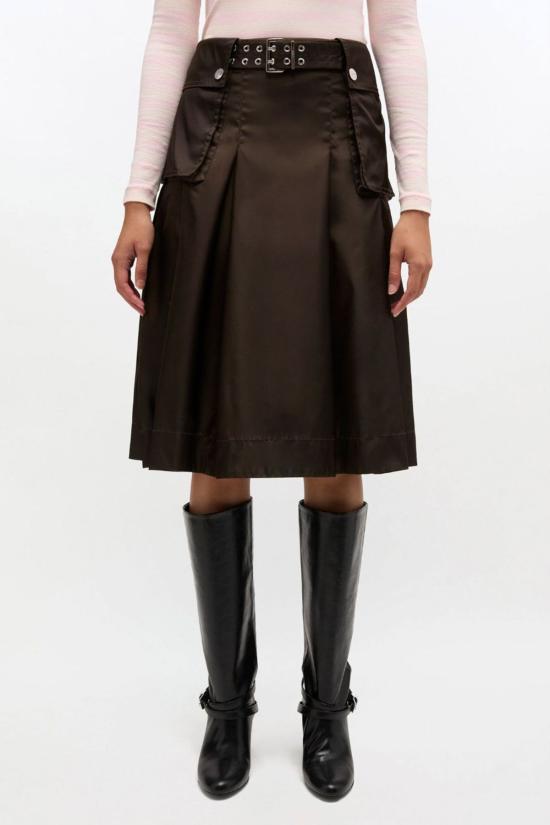  가니 미디 스커트 듀셰스 나일론 미디 플리츠 포켓 스커트 - GANNI