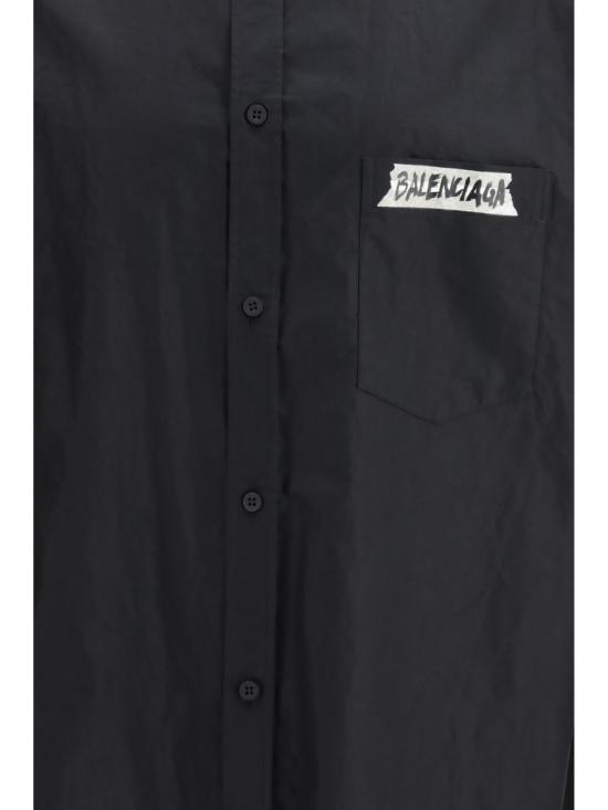 26SS 발렌시아가 긴팔 셔츠 857809TRM28 1000 Black - BALENCIAGA
