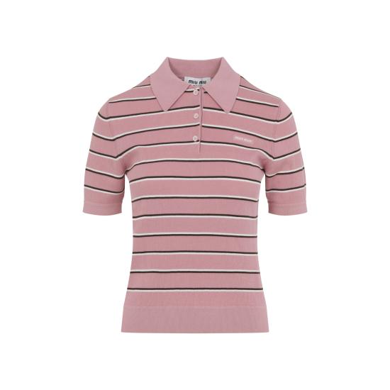 26SS 미우미우 코튼 니트 폴로 셔츠 MMLB35SOOO 183M F0028 ROSA - MIU MIU