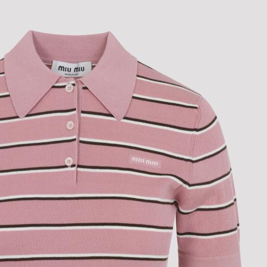 26SS 미우미우 코튼 니트 폴로 셔츠 MMLB35SOOO 183M F0028 ROSA - MIU MIU