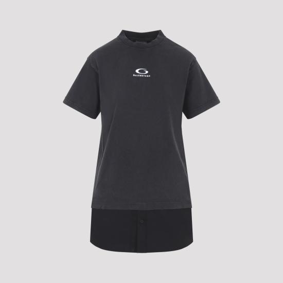 26SS 발렌시아가 숏 원피스 858621 TTVU2 9374 FADED BLACK - BALENCIAGA