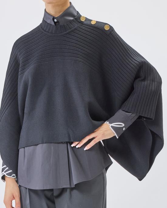 25FW 칼라거펠트 케이프 A3W18031 999 black NERO - KARL LAGERFELD