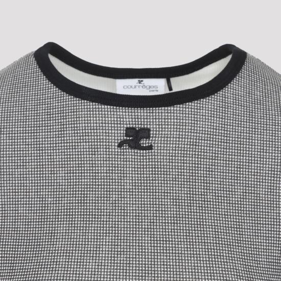 26SS 쿠레쥬 반팔 티셔츠 126JTS017JS0223 B217 HOUNDSTOOTH BLACK - COURREGES