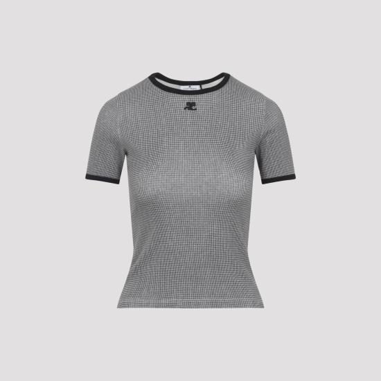 26SS 쿠레쥬 반팔 티셔츠 126JTS017JS0223 B217 HOUNDSTOOTH BLACK - COURREGES