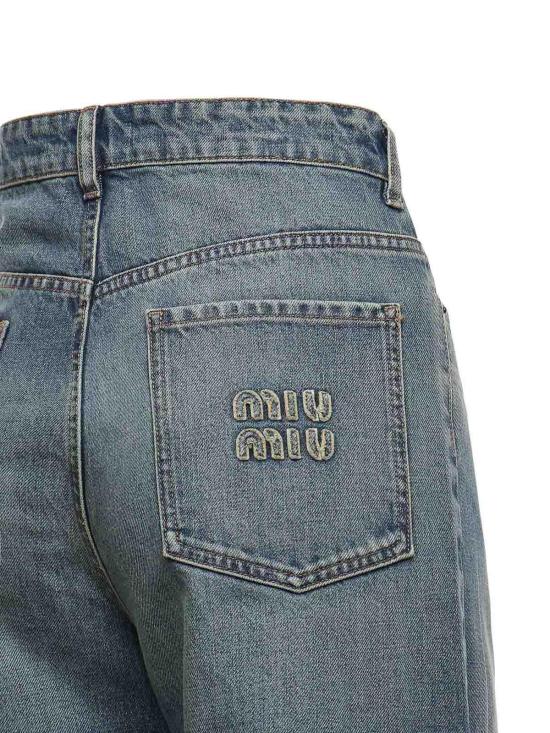 27SS 미우미우 스트레이트 팬츠 GWP483181DF0008 Blue - MIU MIU