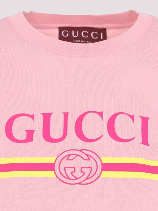 25FW 구찌 프린티드 코튼 저지 반팔 티셔츠 838011XJHG55033 Pink - GUCCI