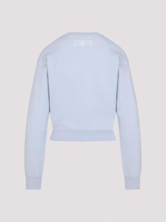 25FW 발렌시아가 로고 인타르시아 스웨터 850046T17609076 Blue - BALENCIAGA