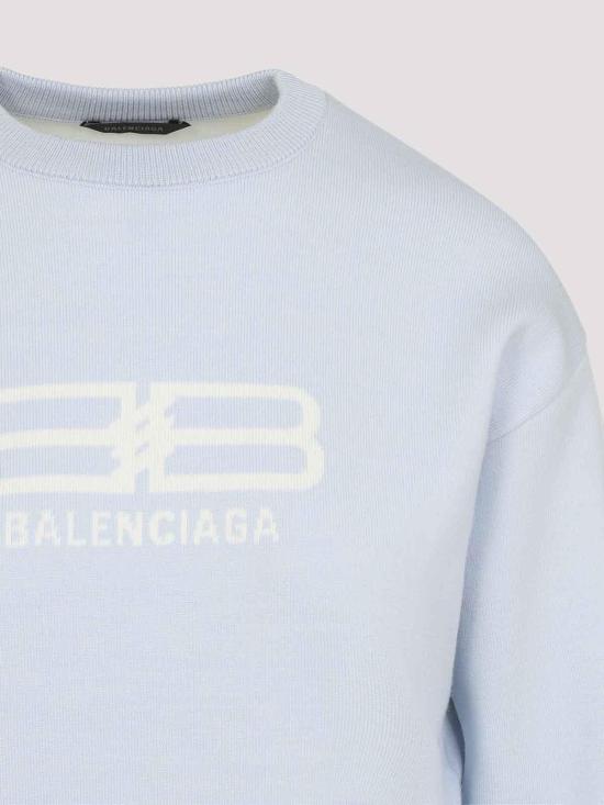 25FW 발렌시아가 로고 인타르시아 스웨터 850046T17609076 Blue - BALENCIAGA