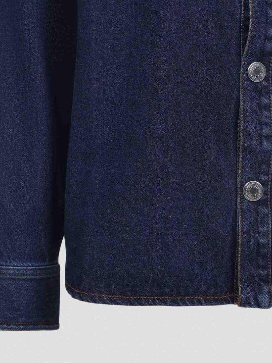 26SS 아미 톤온톤 하트 로고 블루 코튼 데님 오버셔츠 UJK788DE0104402 - AMI