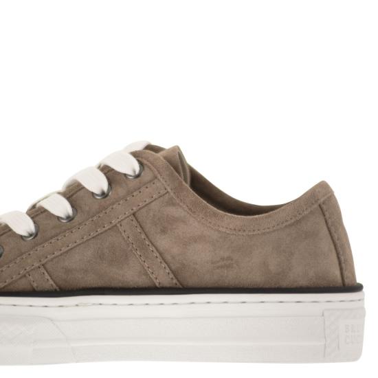 26SS 브루넬로 쿠치넬리 샤이니 탭 스웨이드 스니커즈 MZSFG3221 LIGHT BROWN - BRUNELLO CUCINELLI