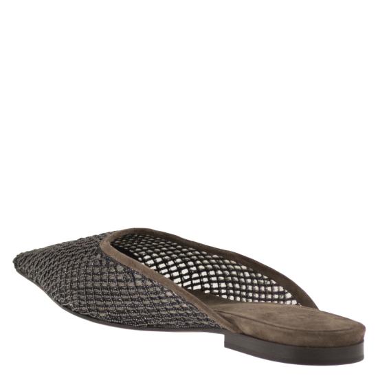 26SS 브루넬로 쿠치넬리 스웨이드 프레셔스 네트 자수 플랫 슈즈 MZSFC3177 BROWN - BRUNELLO CUCINELLI