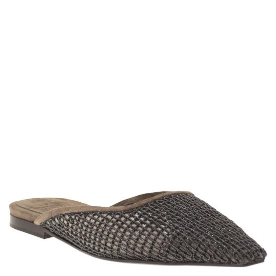 26SS 브루넬로 쿠치넬리 스웨이드 프레셔스 네트 자수 플랫 슈즈 MZSFC3177 BROWN - BRUNELLO CUCINELLI