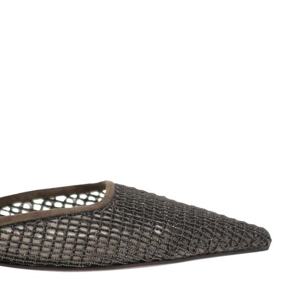 26SS 브루넬로 쿠치넬리 스웨이드 프레셔스 네트 자수 플랫 슈즈 MZSFC3177 BROWN - BRUNELLO CUCINELLI