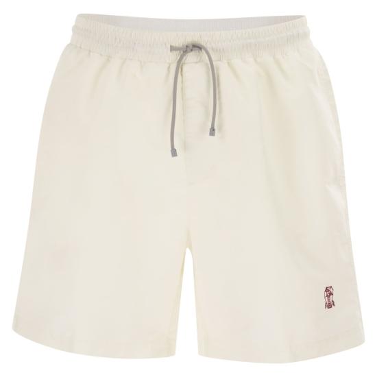 26SS 브루넬로 쿠치넬리 로고 스윔 팬츠 MW817043 WHITE
