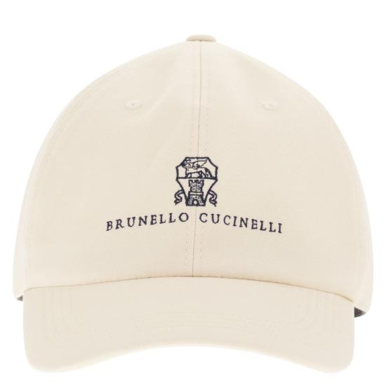 26SS 브루넬로 쿠치넬리 로고 자수 베이스볼 캡 M252D9850 WHITE