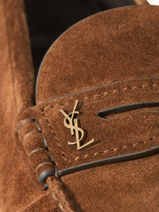 26SS 생로랑 스웨이드 페니로퍼 8211732OYAA 2732 Brown - SAINT LAURENT