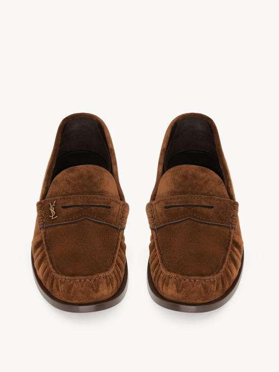 26SS 생로랑 스웨이드 페니로퍼 8211732OYAA 2732 Brown - SAINT LAURENT