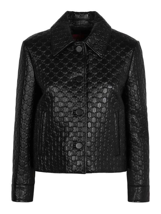  구찌 포인티드 칼라 버튼 가죽 재킷 834308XNA4F1000 Black