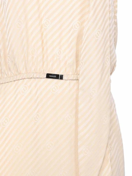 25FW 구찌 타이넥 자카드 미디 드레스 849716ZAM5B9853 Beige - GUCCI