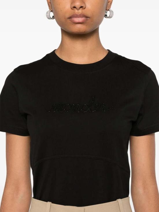  몽클레어 비디드 로고 티셔츠 8C0001589AIJ999 Black - MONCLER