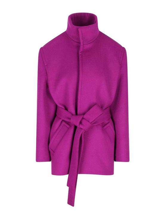 25FW 생로랑 울 소재 박시핏 벨트 코트 850307Y060R5051 Purple