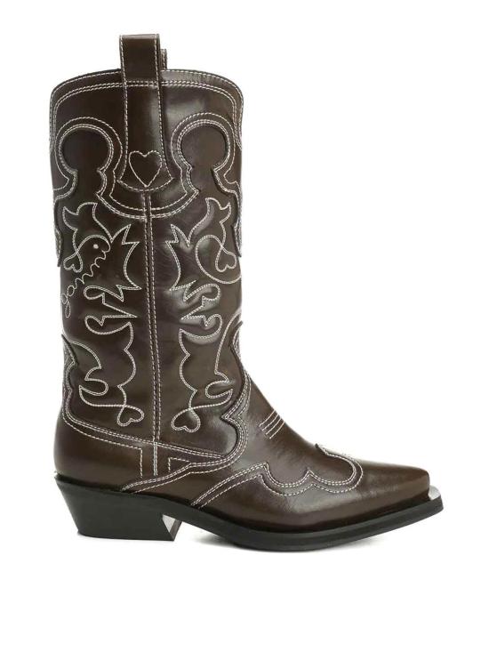 25FW 가니 미드 샤프트 엠브로이더리 웨스턴 부츠 S3112887 Black