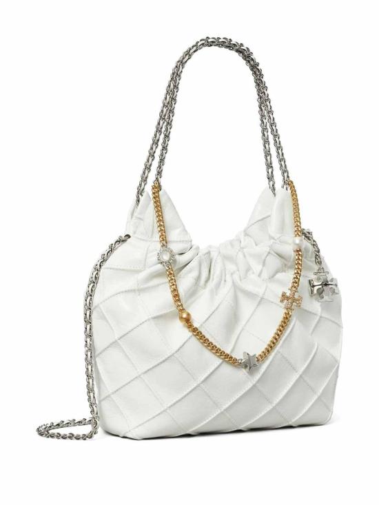 26SS 토리버치 미니 플레밍 디스트레스드 토트 백 164022100 White - TORY BURCH
