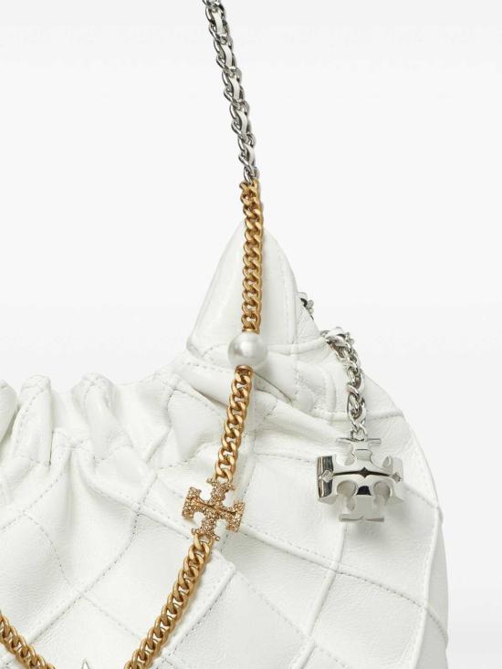 26SS 토리버치 미니 플레밍 디스트레스드 토트 백 164022100 White - TORY BURCH